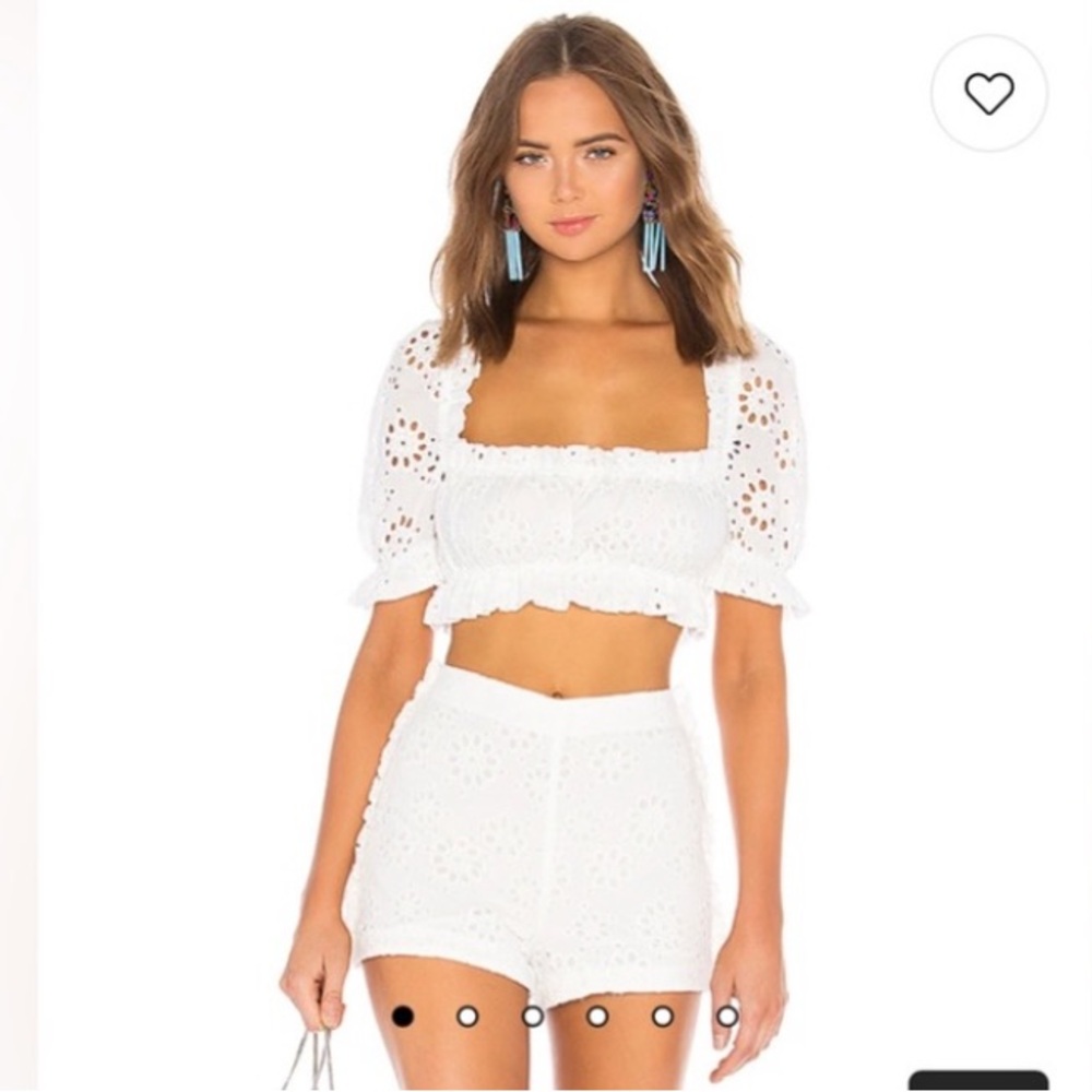 REVOLVE White High Waist Women Shorts & Crop Top Set
